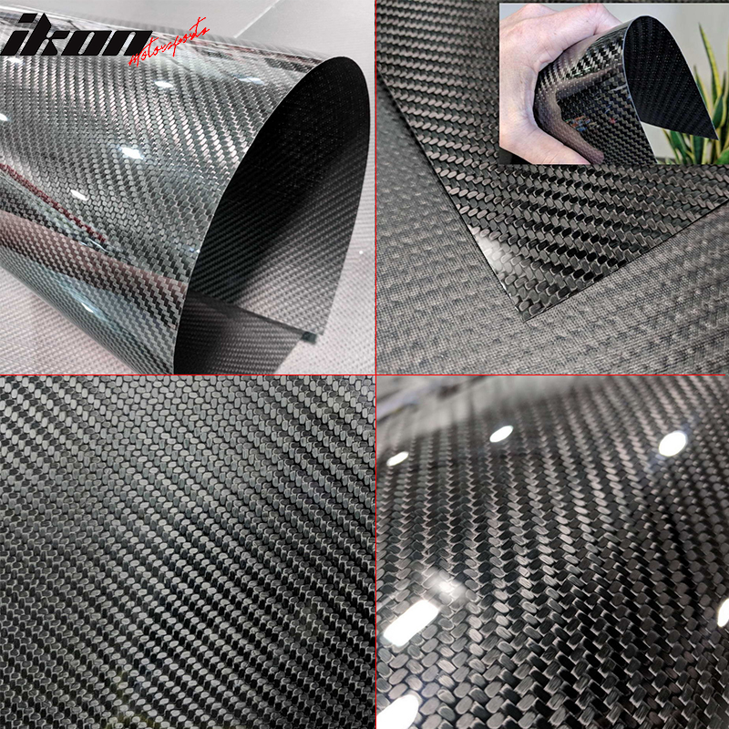 Real Carbon Fiber (CF) Sheet Plate Panel 3K Plain Weave 0.5mm Thickness (12 X 39.2 Inches) by IKON MOTORSPORTS