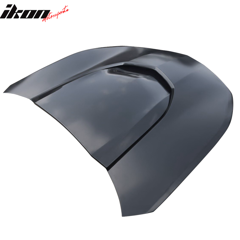 IKON MOTORSPORTS, Hood Compatible With 2016-2023 Chevy Camaro, ZL1 Style Hood Scoop Air Vent Black Aluminum with Heat Extractor Ram Air