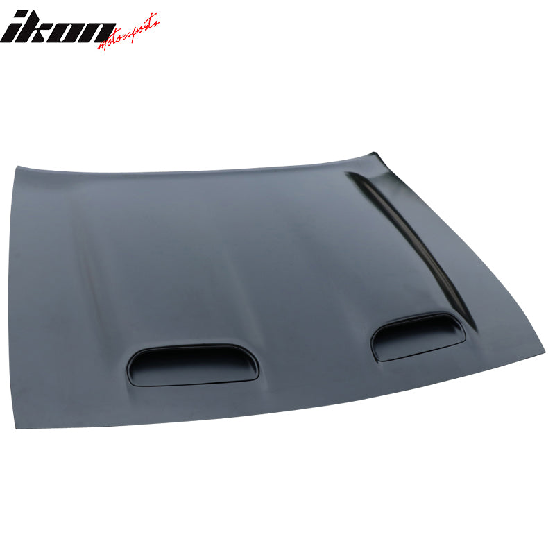 IKON MOTORSPORTS, Hood Compatible With 2008-2023 Dodge Challenger, Hellcat Style Black Aluminum Hood Cover 1PC, 2009 2010 2011 2012 2013 2014 2015 2016 2017 2018 2019