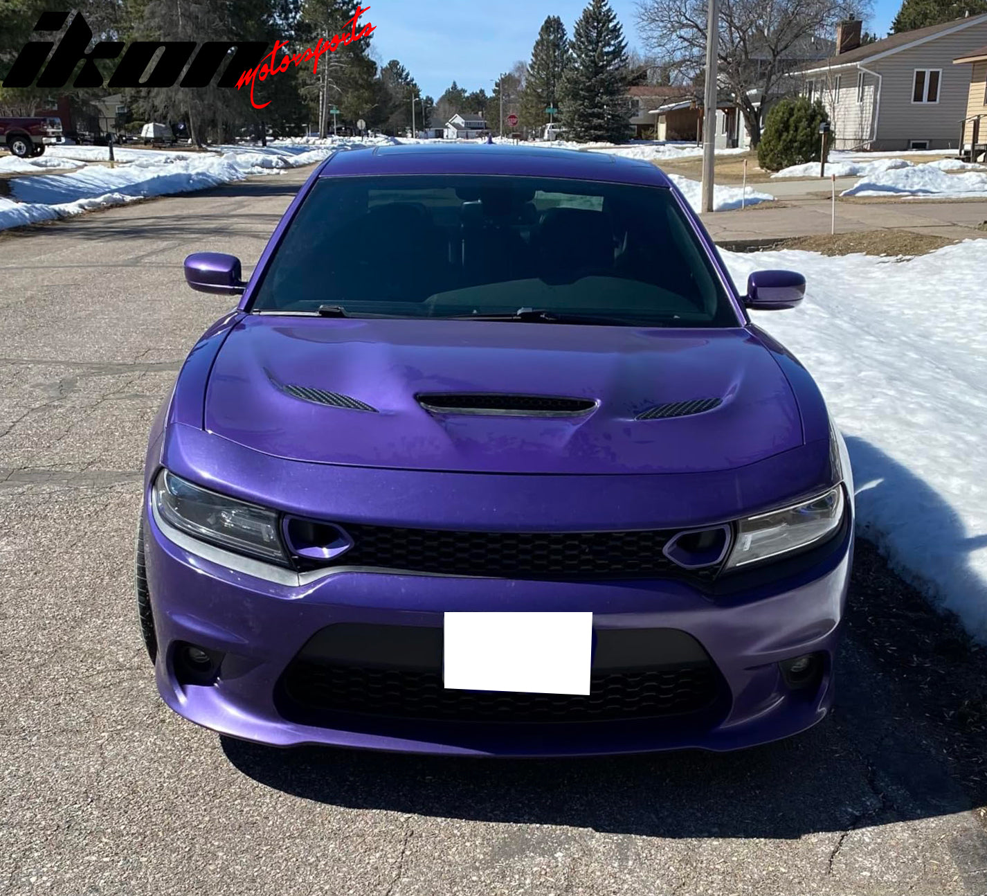 Fits 15-23 Dodge Charger SRT Hellcat Style Hood Scoop Vent Unpainted - Aluminum