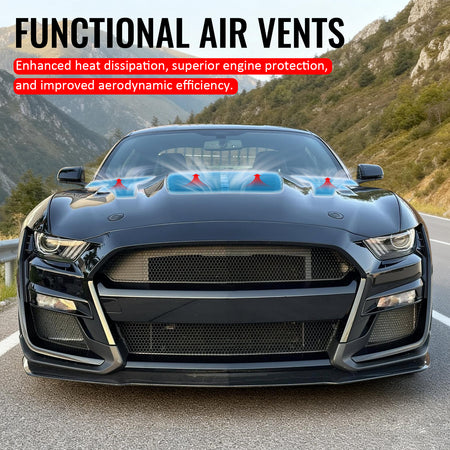 Fits 15-17 Ford Mustang V6/GT/GT350 GT500KR Style Front Engine Hood Aluminum