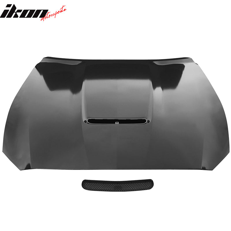 Hood Compatible With 2015-2017 Ford Mustang, 2Dr GT350 Style Aluminum Front Hood - Black Primerby IKON MOTORSPORTS,  2016