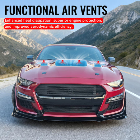 Fits 18-23 Ford Mustang GT500KR Style Front Hood Engine Cover Bonnet Aluminum