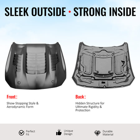 Fits 18-23 Ford Mustang GT500KR Style Front Hood Engine Cover Bonnet Aluminum