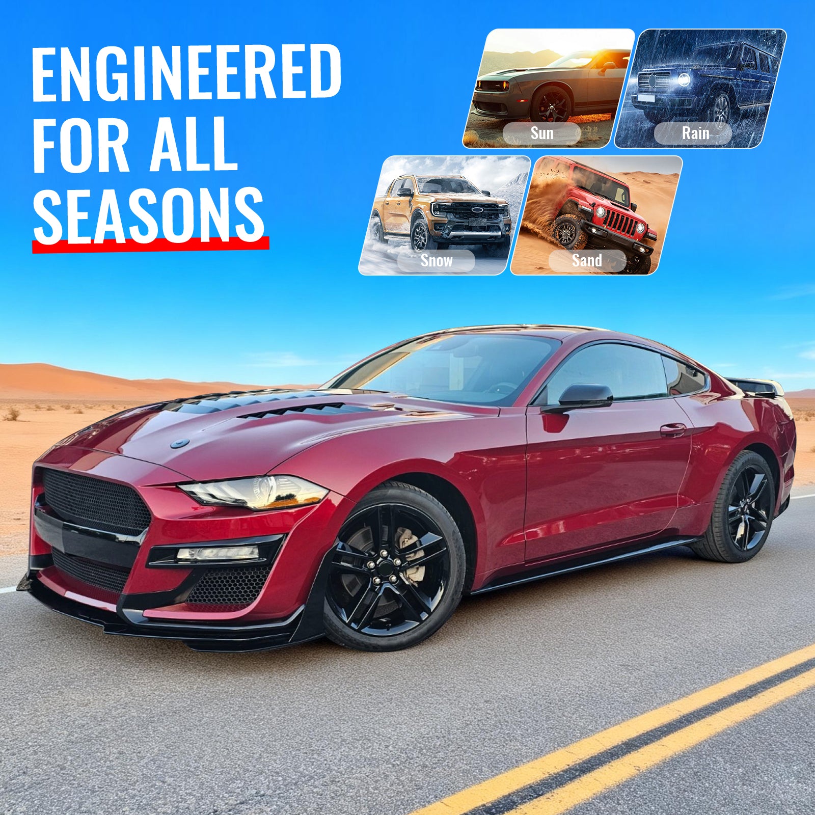 Fits 18-23 Ford Mustang GT500KR Style Front Hood Engine Cover Bonnet Aluminum