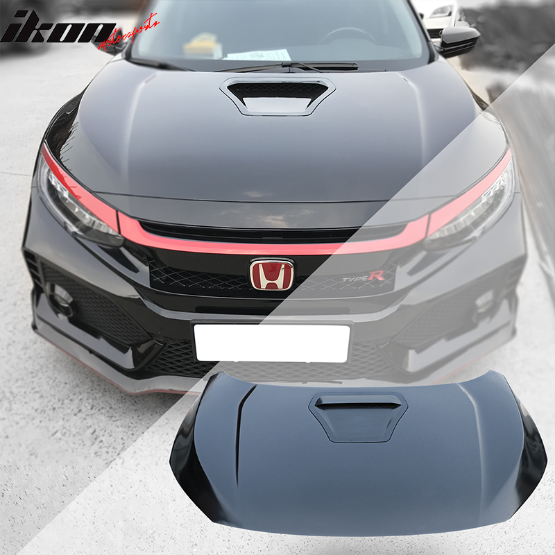 2016-2020 Honda Civic 2/4/5Dr Car Hood Type R Style Unpainted Steel