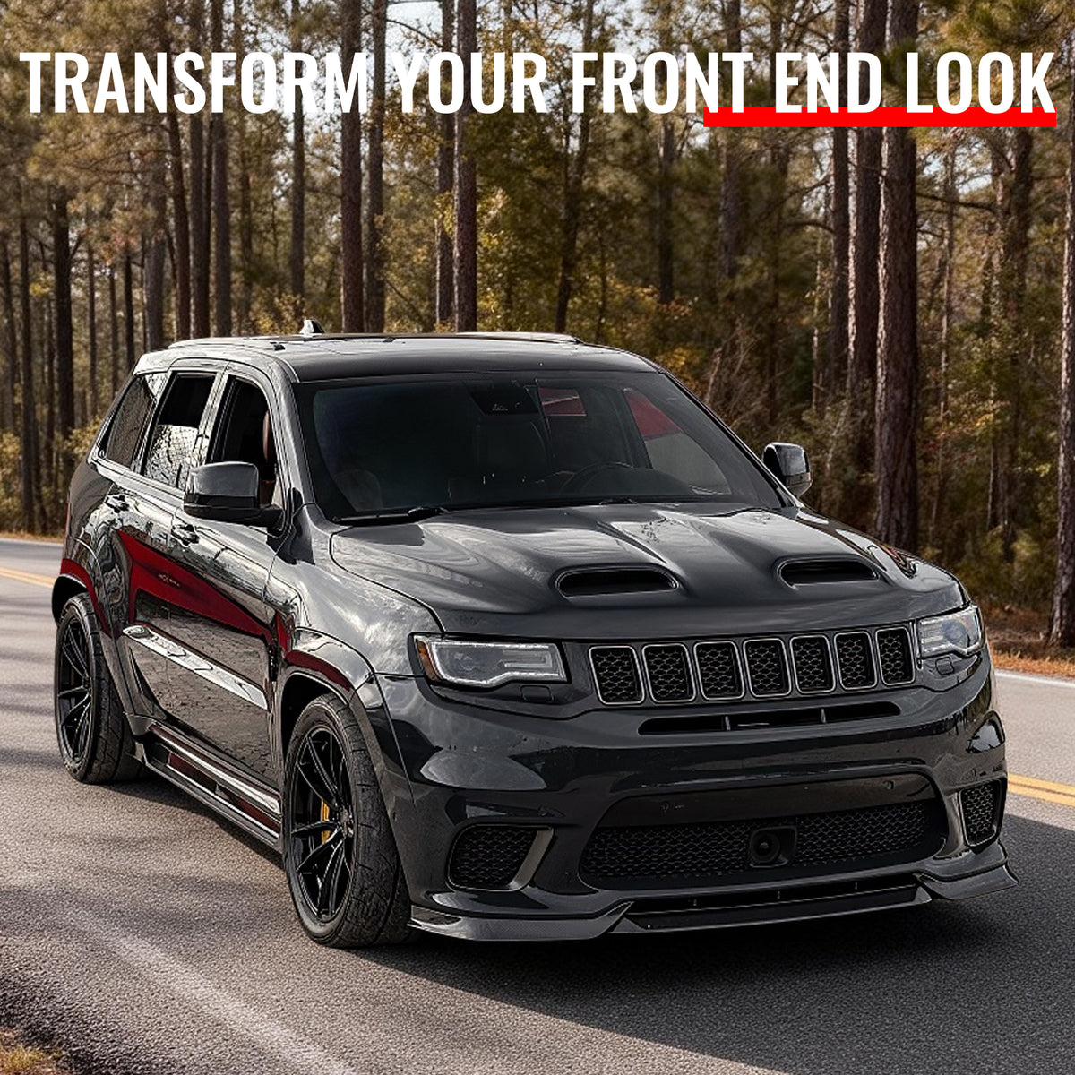 Fits 11-21 Jeep Grand Cherokee SRT Redeye Style Front Hood Bonnet Guard Aluminum