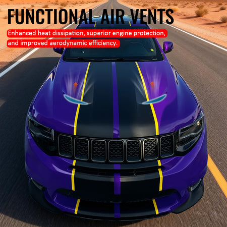 Fits 11-21 Jeep Grand Cherokee Trackhawk Style Front Hood Cover Black Aluminum