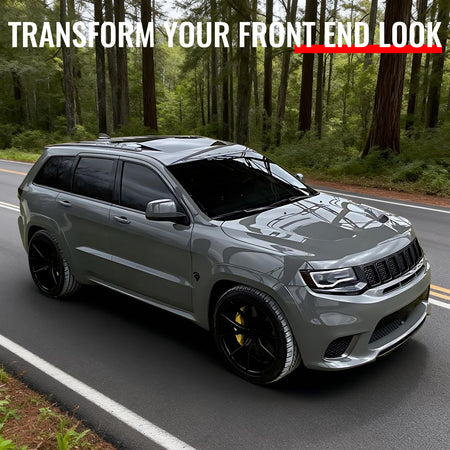 Fits 11-21 Jeep Grand Cherokee Trackhawk Style Front Hood Cover Black Aluminum