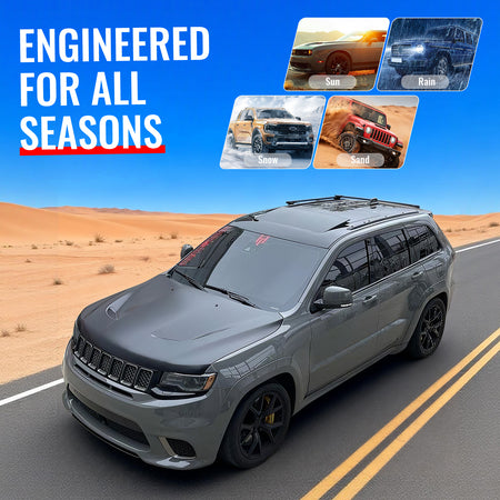 Fits 11-21 Jeep Grand Cherokee Trackhawk Style Front Hood Cover Black Aluminum