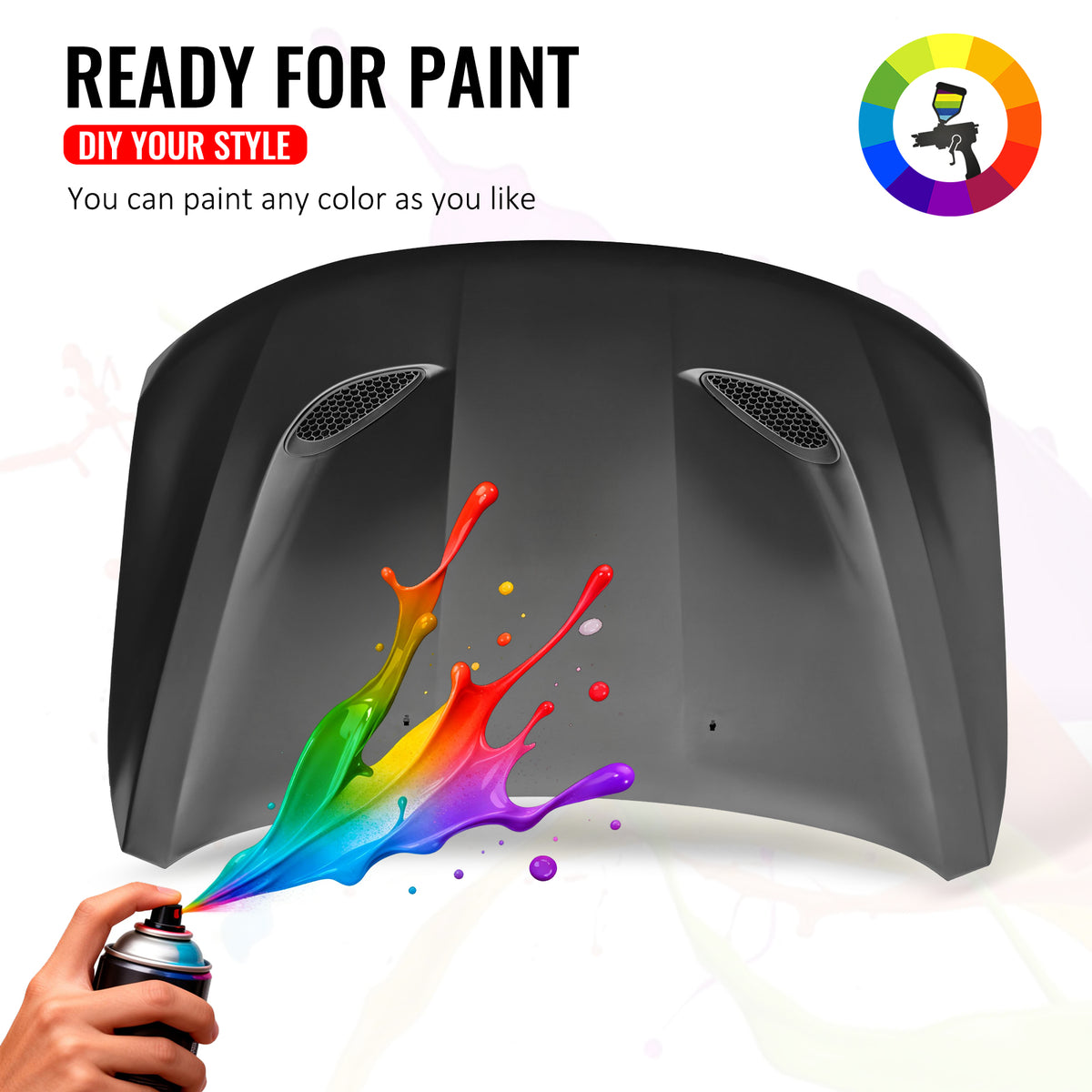 Fits 11-21 Jeep Grand Cherokee Trackhawk Style Front Hood Cover Black Aluminum