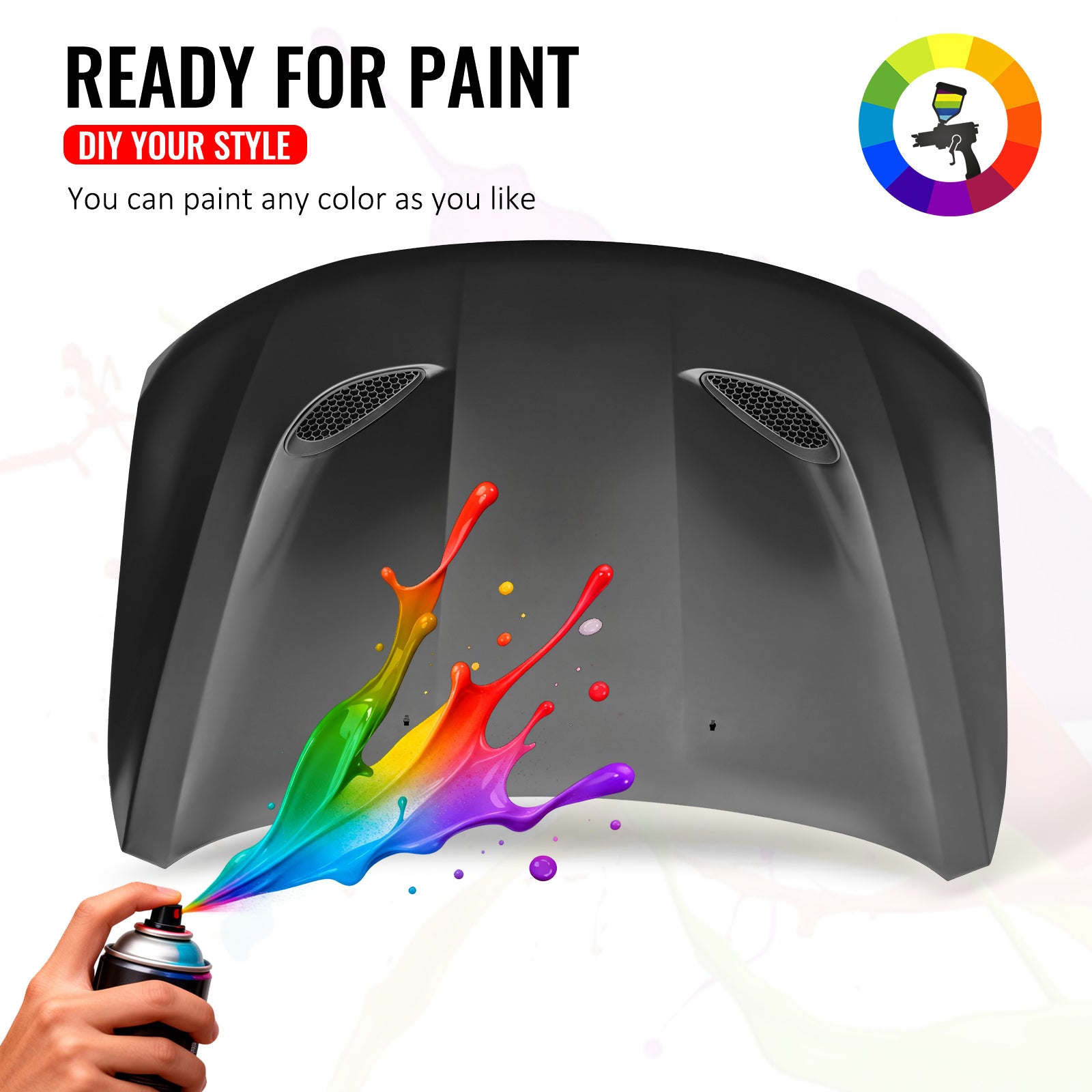 Fits 11-21 Jeep Grand Cherokee Trackhawk Style Front Hood Cover Black Aluminum