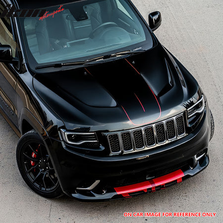Fits 11-21 Jeep Grand Cherokee Trackhawk Style Front Hood Cover Black Aluminum