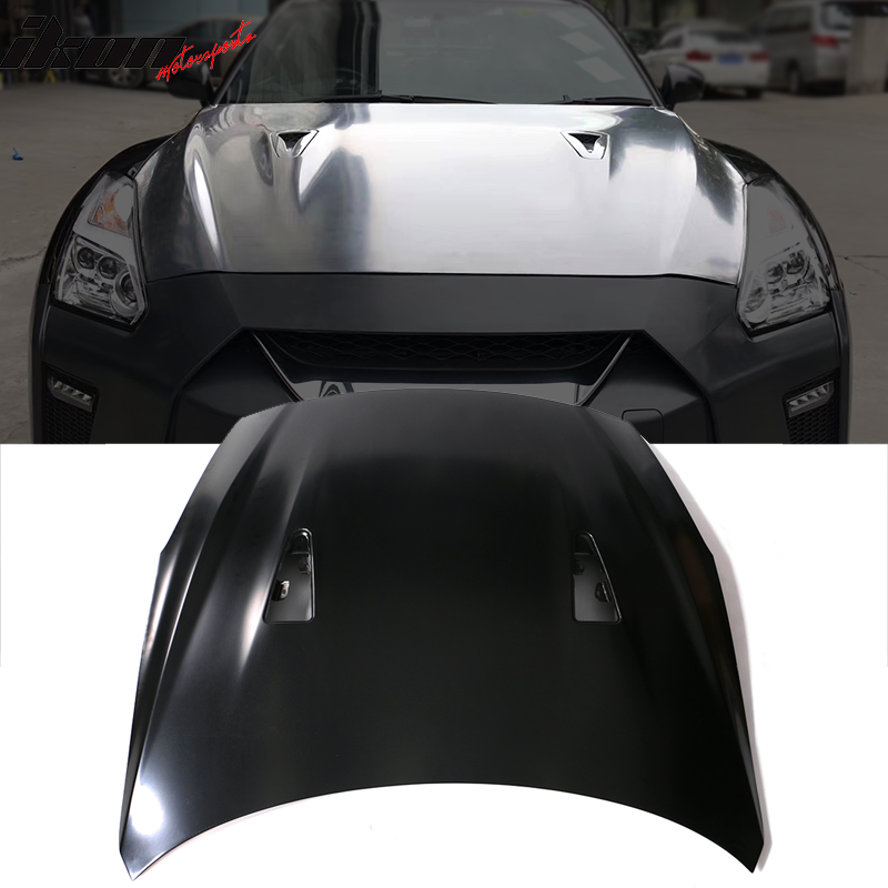 Fits 09-22 Nissan R35 GTR GT-R Front Bumper Cover & Front Hood & 2PCS Headlights