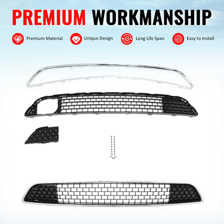 Fits 11-14 Chrysler 300 SRT8 Lower Grille Chrome& Gloss Black ABS - SRT8 Style