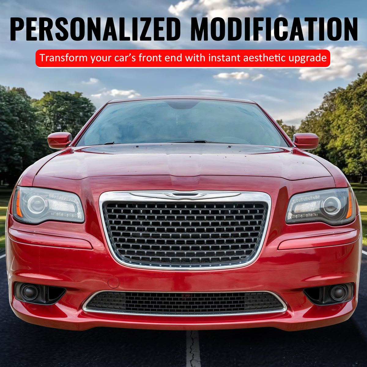 Fits 11-14 Chrysler 300 SRT8 Lower Grille Chrome& Gloss Black ABS - SRT8 Style