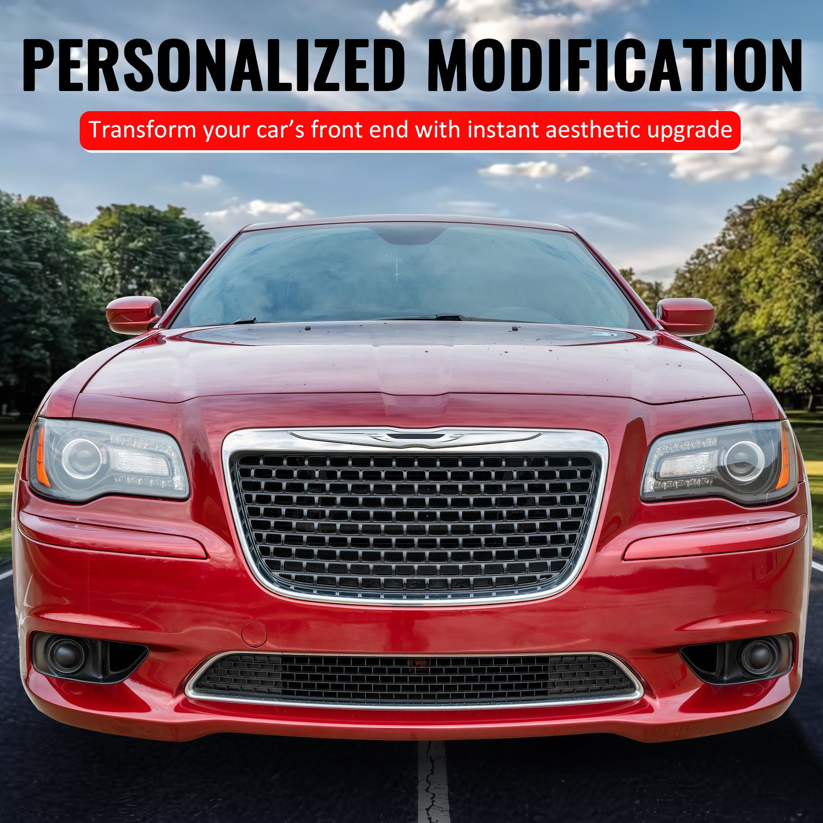 Fits 11-14 Chrysler 300 SRT8 Lower Grille Chrome& Gloss Black ABS - SRT8 Style