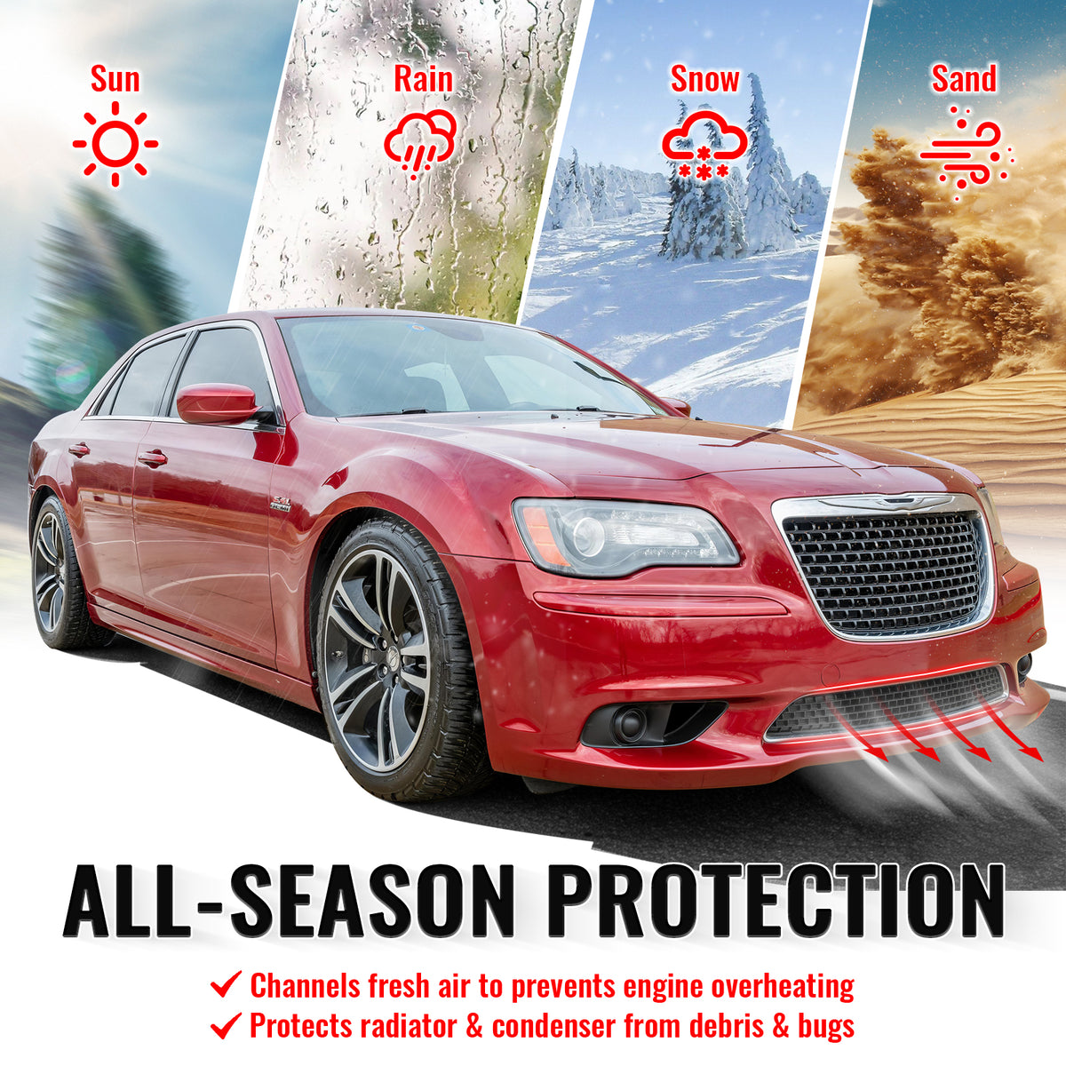 Fits 11-14 Chrysler 300 SRT8 Lower Grille Chrome& Gloss Black ABS - SRT8 Style