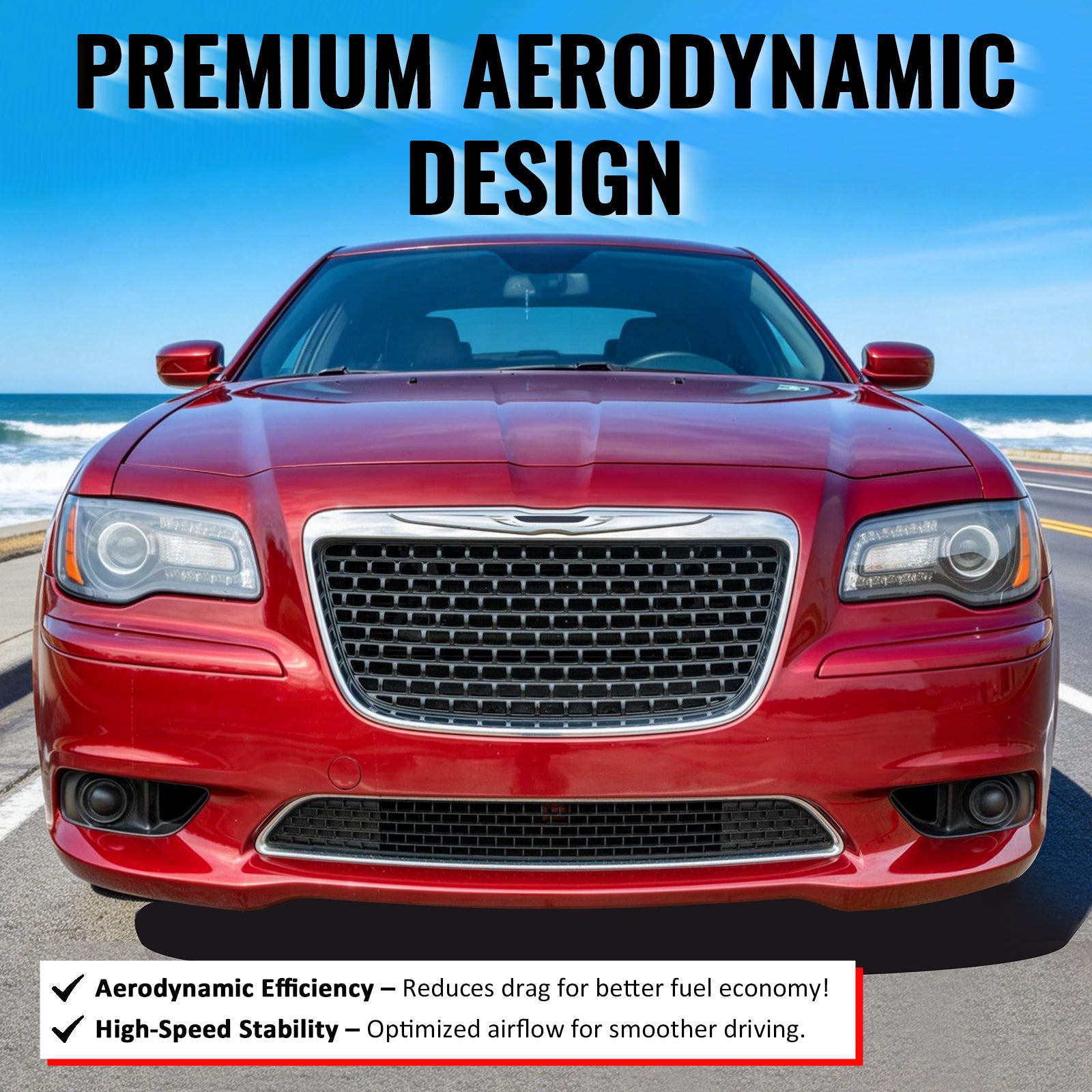 Fits 11-14 Chrysler 300 SRT8 Lower Grille Chrome& Gloss Black ABS - SRT8 Style