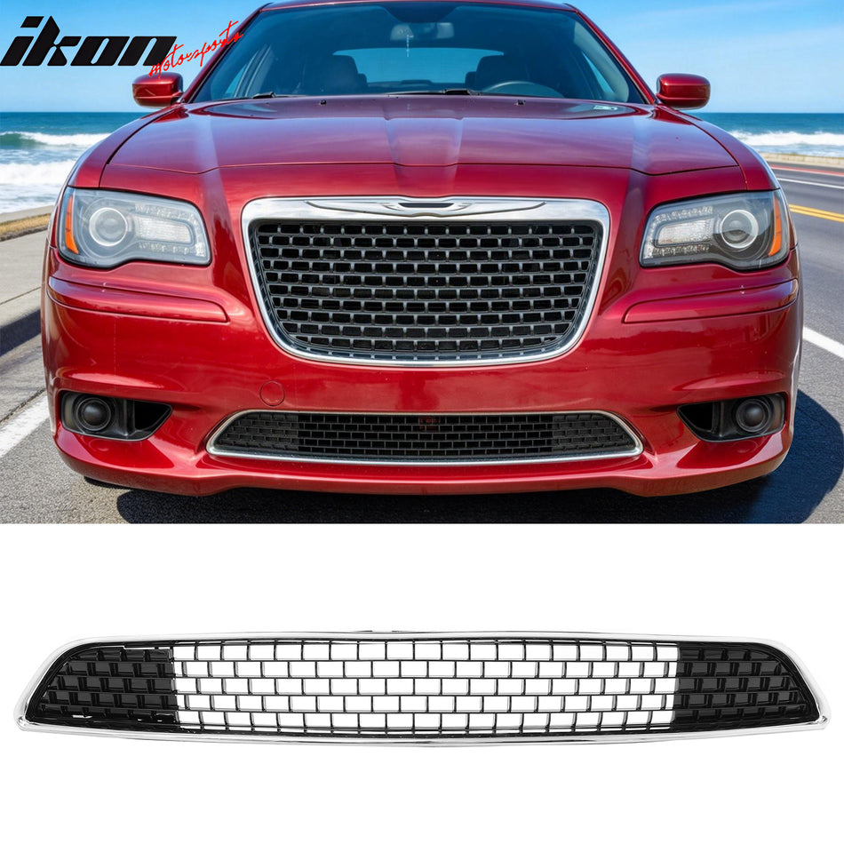 2011-2014 Chrysler 300 SRT8 Front Bumper Lower Grille SRT8 Style Chrome& Gloss Black ABS Mesh Grill Replacement