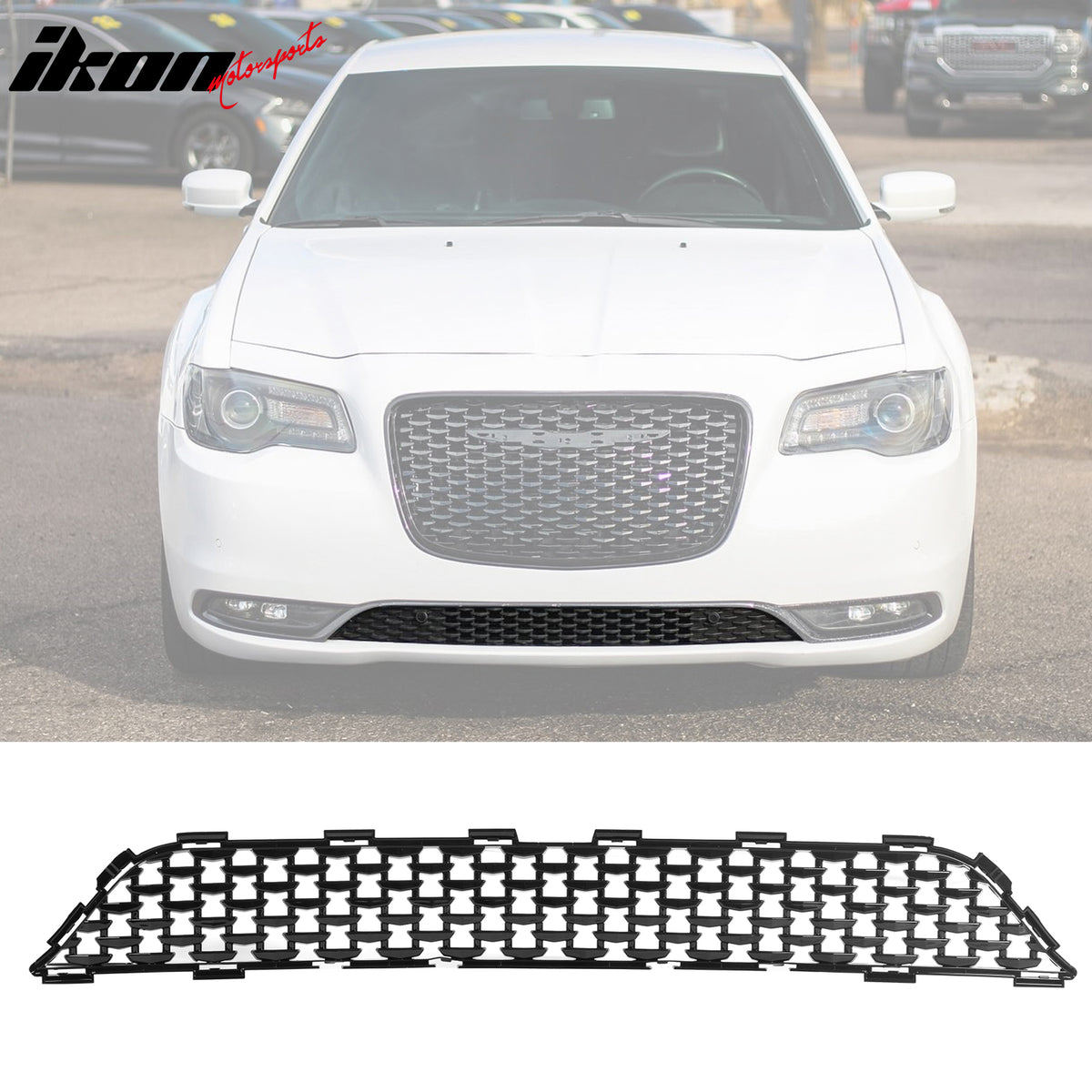 For 15-23 Chrysler 300 300S Sport Gloss Black Front Bumper Upper + Lower Grilles