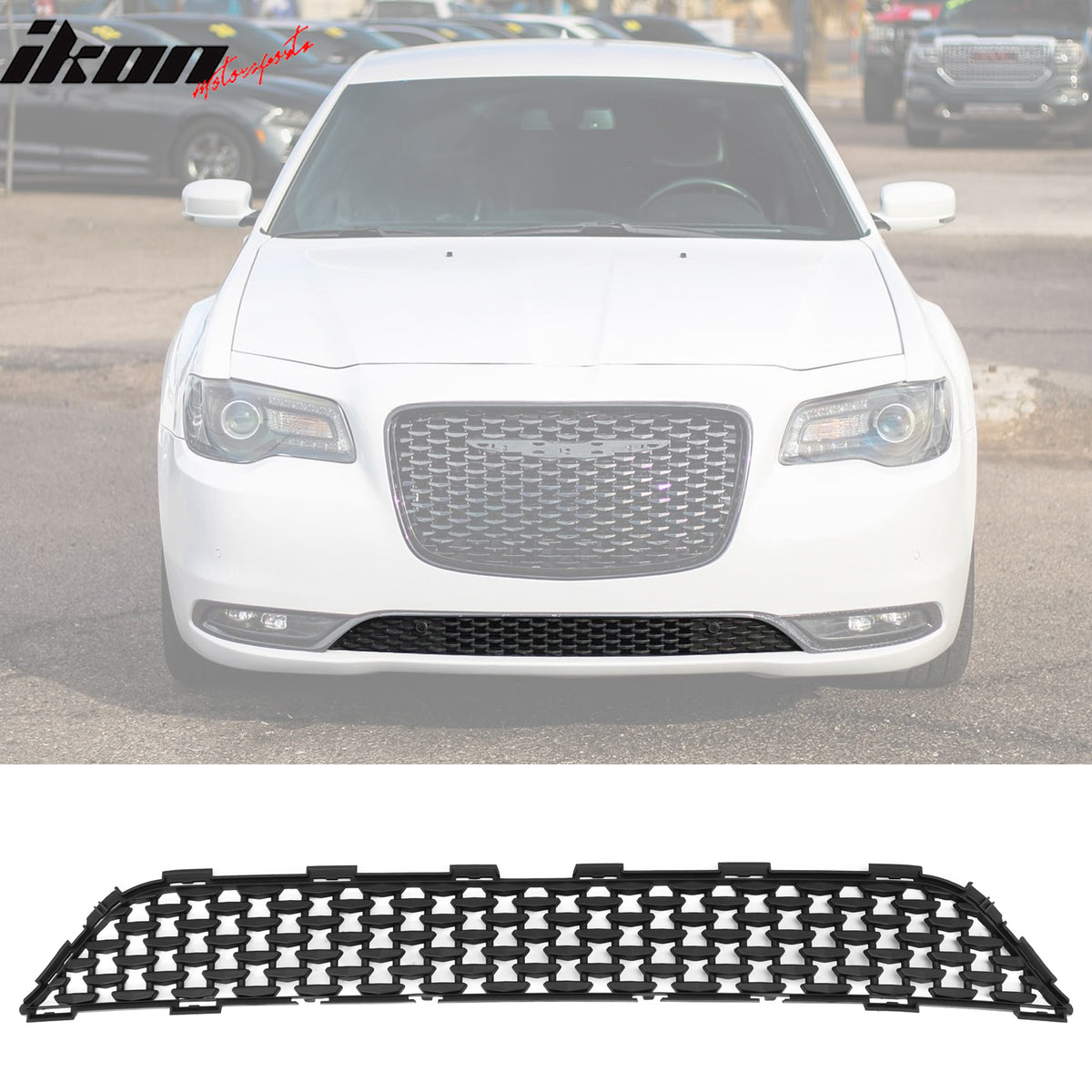 For 15-23 Chrysler 300 300S Sport Matte Black Front Bumper Upper + Lower Grilles