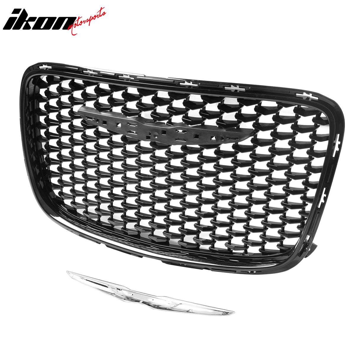 For 15-23 Chrysler 300 300S Sport Gloss Black Upper Grille + SRT PP Lower Grille