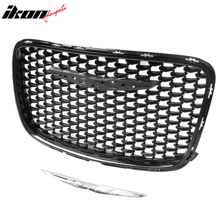 For 15-23 Chrysler 300 300S Sport Gloss Black Upper Grille + SRT PP Lower Grille
