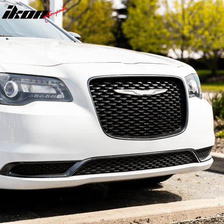 For 15-23 Chrysler 300 300S Sport Matte Black Front Bumper Upper + Lower Grilles