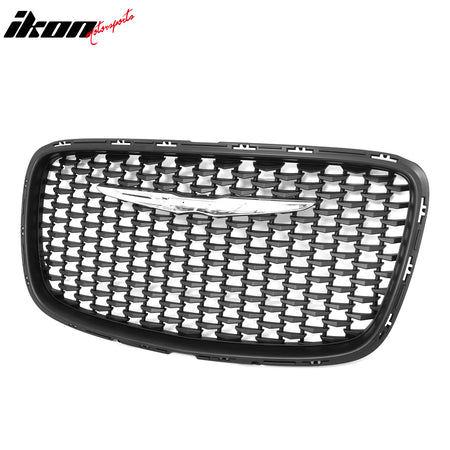 For 15-23 Chrysler 300 300S Sport Matte Black Front Bumper Upper + Lower Grilles
