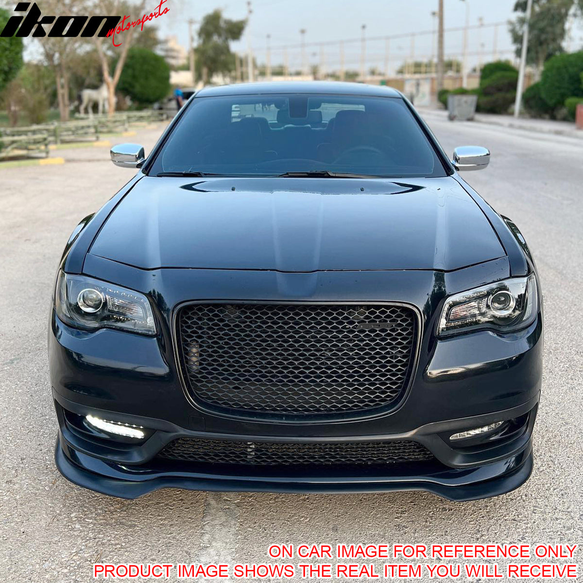 Fits 15-23 Chrysler 300 SRT Style Front Bumper Upper + Lower Grilles Gloss Black