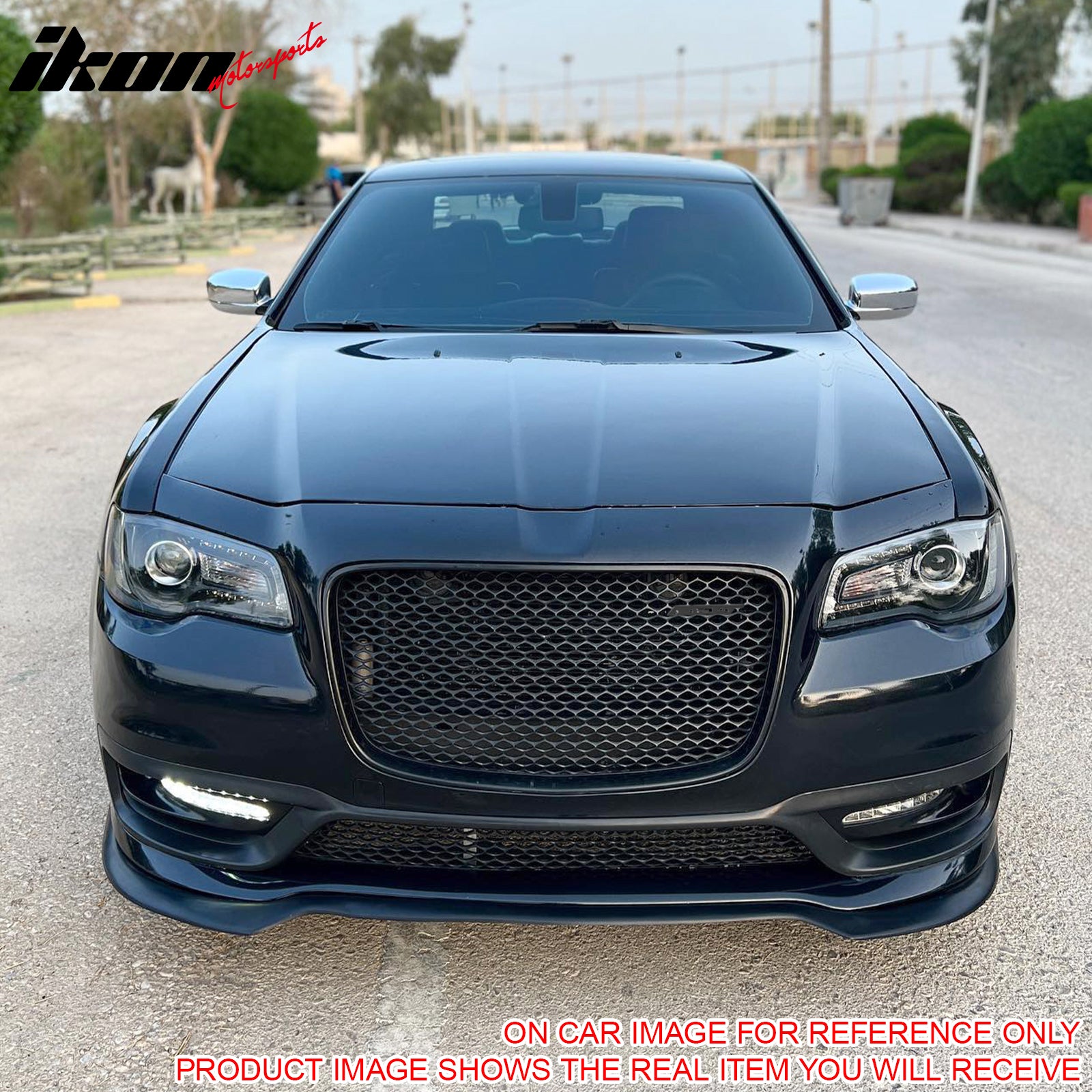 IKON MOTORSPORTS Front Lower Grille, Compatible with 2015-2023 Chrysler 300 All Models, SRT Style Matte Black PP Replacement Clip on Front Bumper Hood Grill 1PC