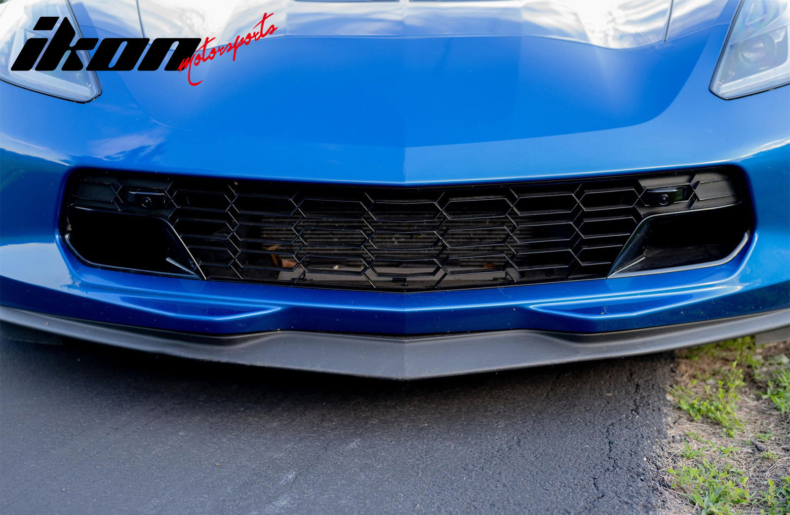 Fits 14-19 Chevy Corvette C7 Z06 Style Front Bumper Mesh Grille ABS Gloss Black