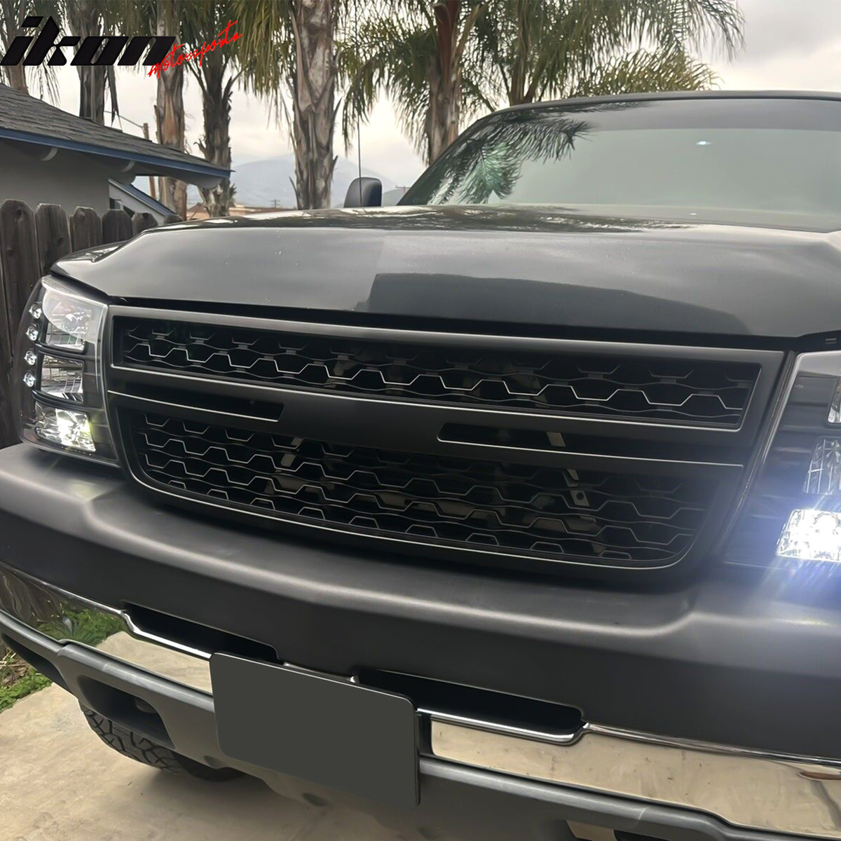 Fits 05-07 Chevy Silverado 1500 2500HD 3500 Front Upper Grille Matte Black