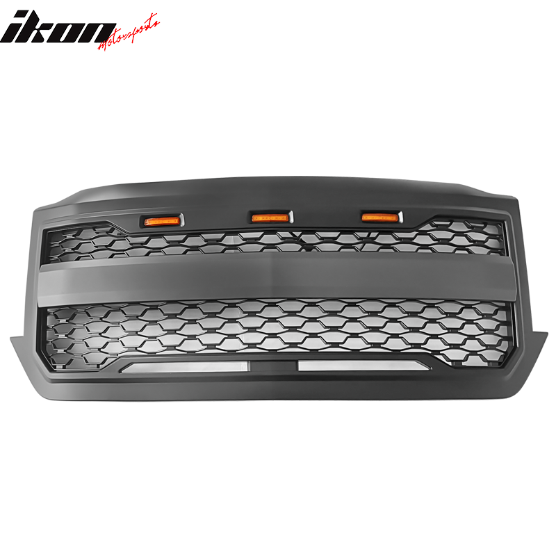 Fits 16-18 Chevy Silverado 1500 Front Bumper Hood Mesh Grille - Matte Black