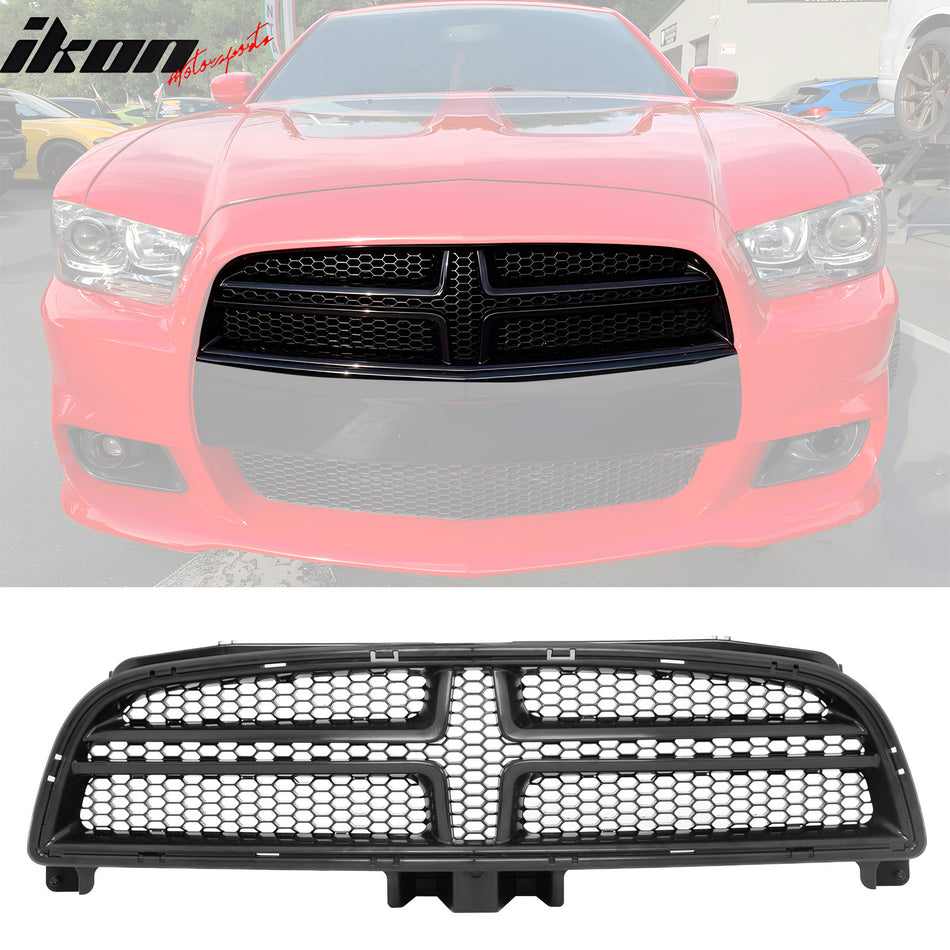 2012-2014 Dodge Charger SRT8 OE Style Unpainted Front Upper Grille ABS