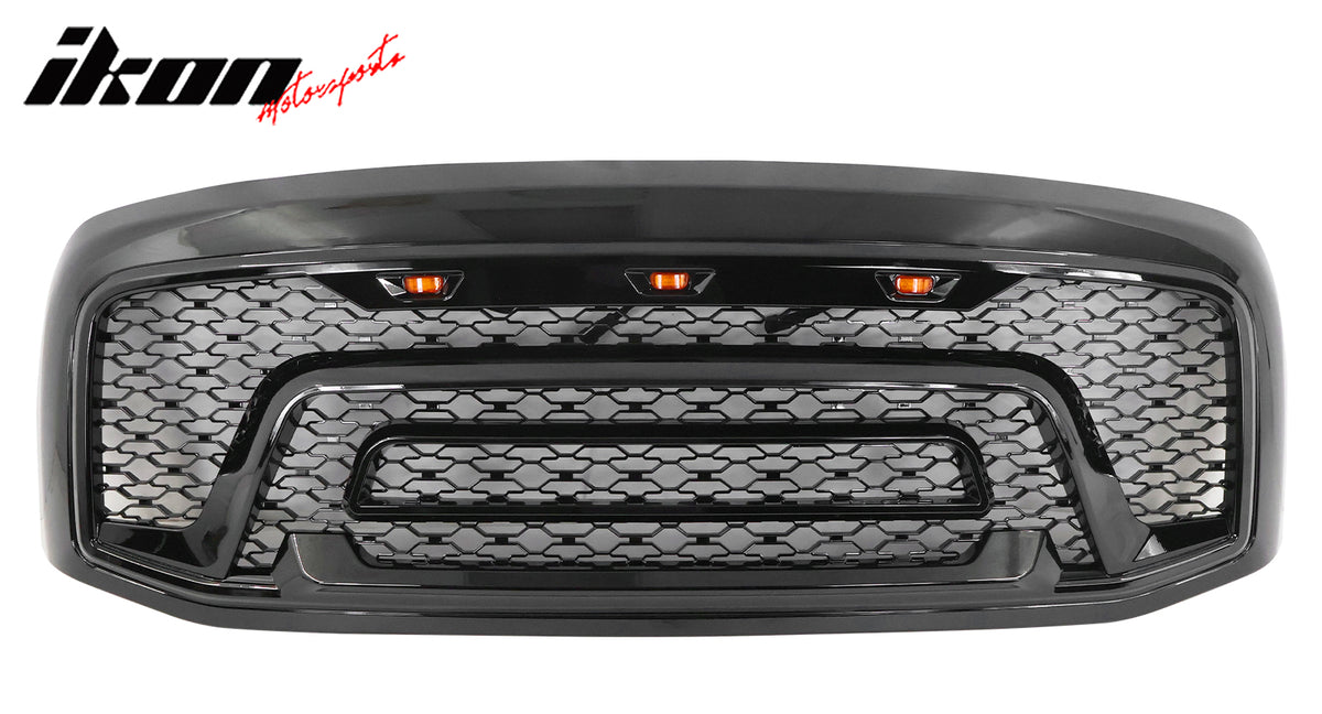 IKON MOTORSPORTS, Grille Guard with Signal Lights Compatible With 2006-2008 Dodge Ram 1500; 2006-2009 Ram 2500 3500