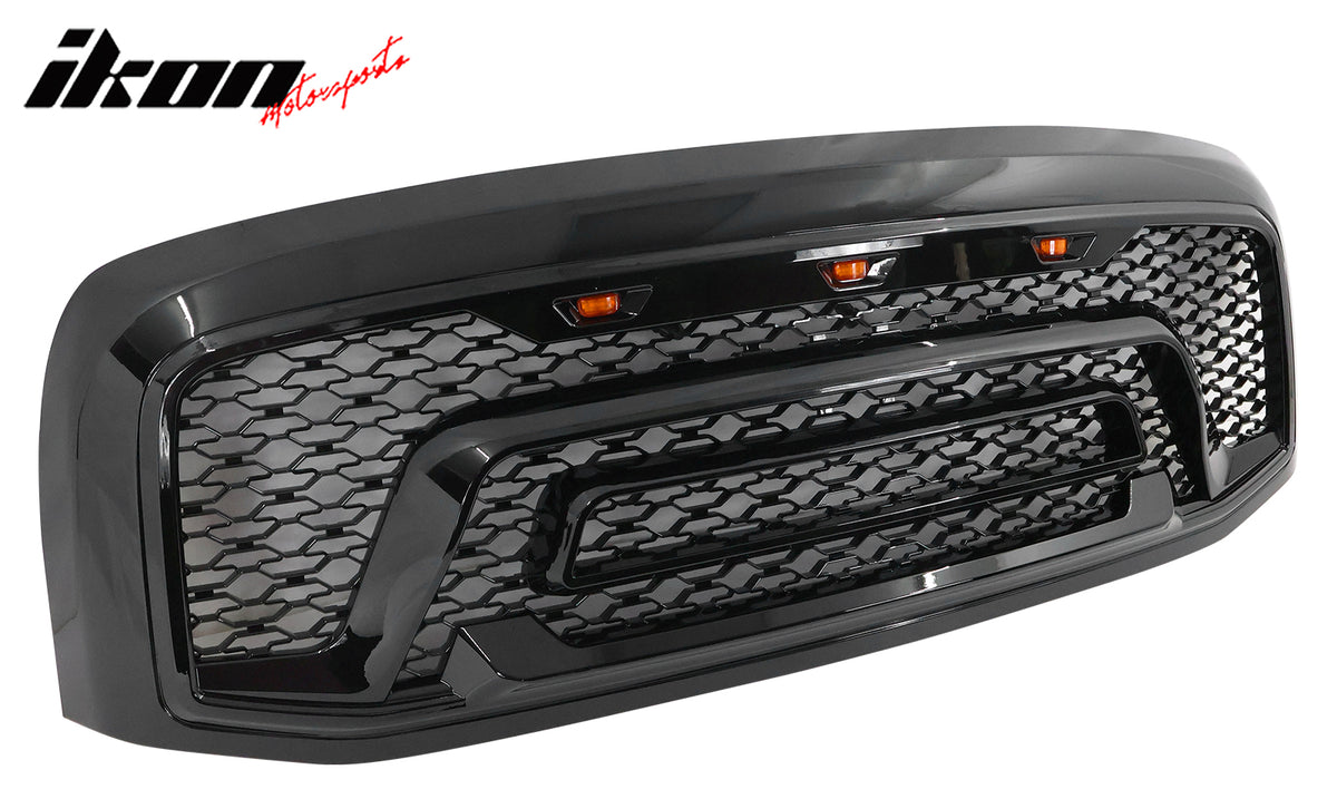 IKON MOTORSPORTS, Grille Guard with Signal Lights Compatible With 2006-2008 Dodge Ram 1500; 2006-2009 Ram 2500 3500