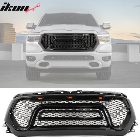 Fits 19-23 Ram 1500 Rebel Style Front Grille with Signal Lights ABS