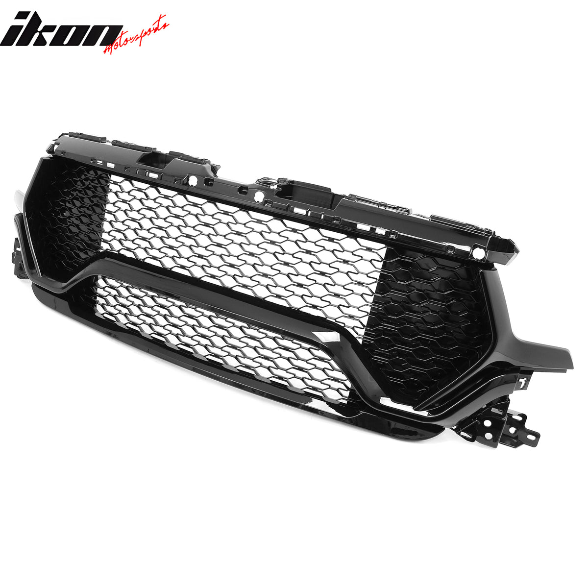 Fits 19-24 Ram 1500 Longhorn TRX Style Front Bumper Hood Grille Gloss Black ABS