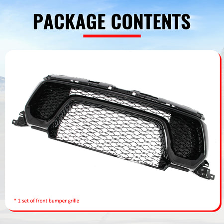 For 19-24 Ram 1500 Rebel OE Style Front Bumper Hood Grille Cover Gloss Black ABS