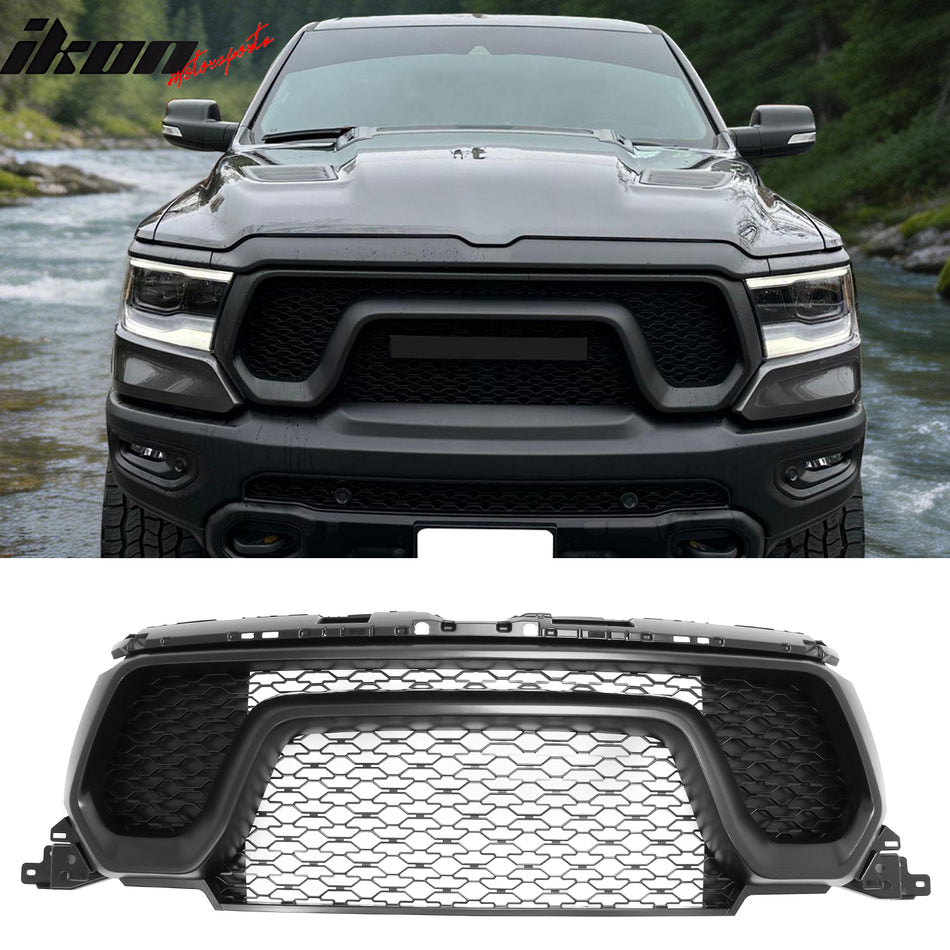 2019-2024 Ram 1500 Rebel OE Style Matte Black Front Bumper Grille ABS