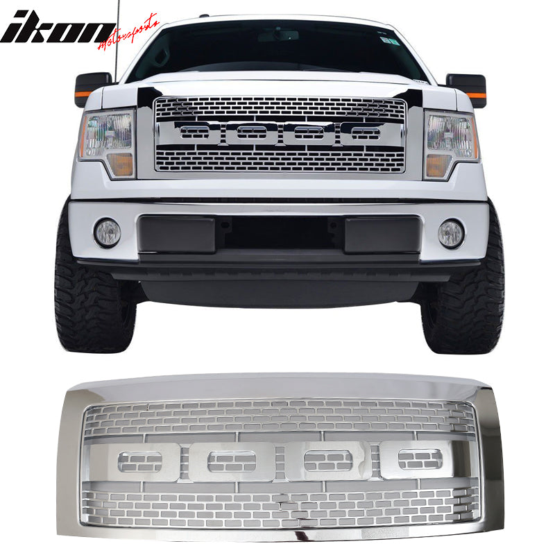 Fits 09-14 F150 R Style Front Grille Hood With Shell - Carbon Fiber Print