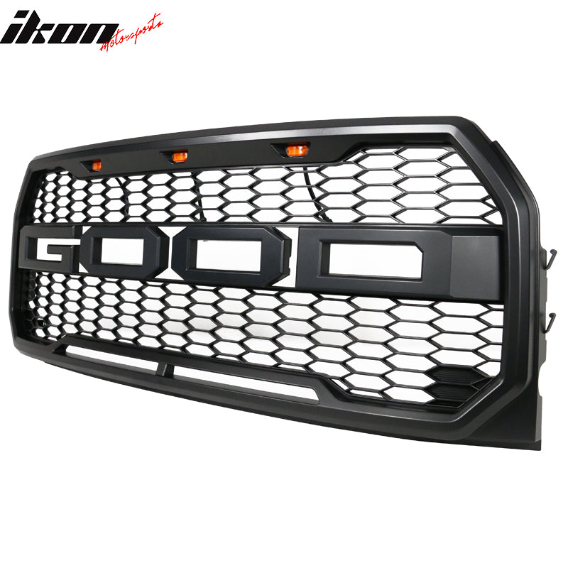 IKON MOTORSPORTS, Front Grille Compatible With 2015-2017 Ford F150 R Style Front Bumper Grille