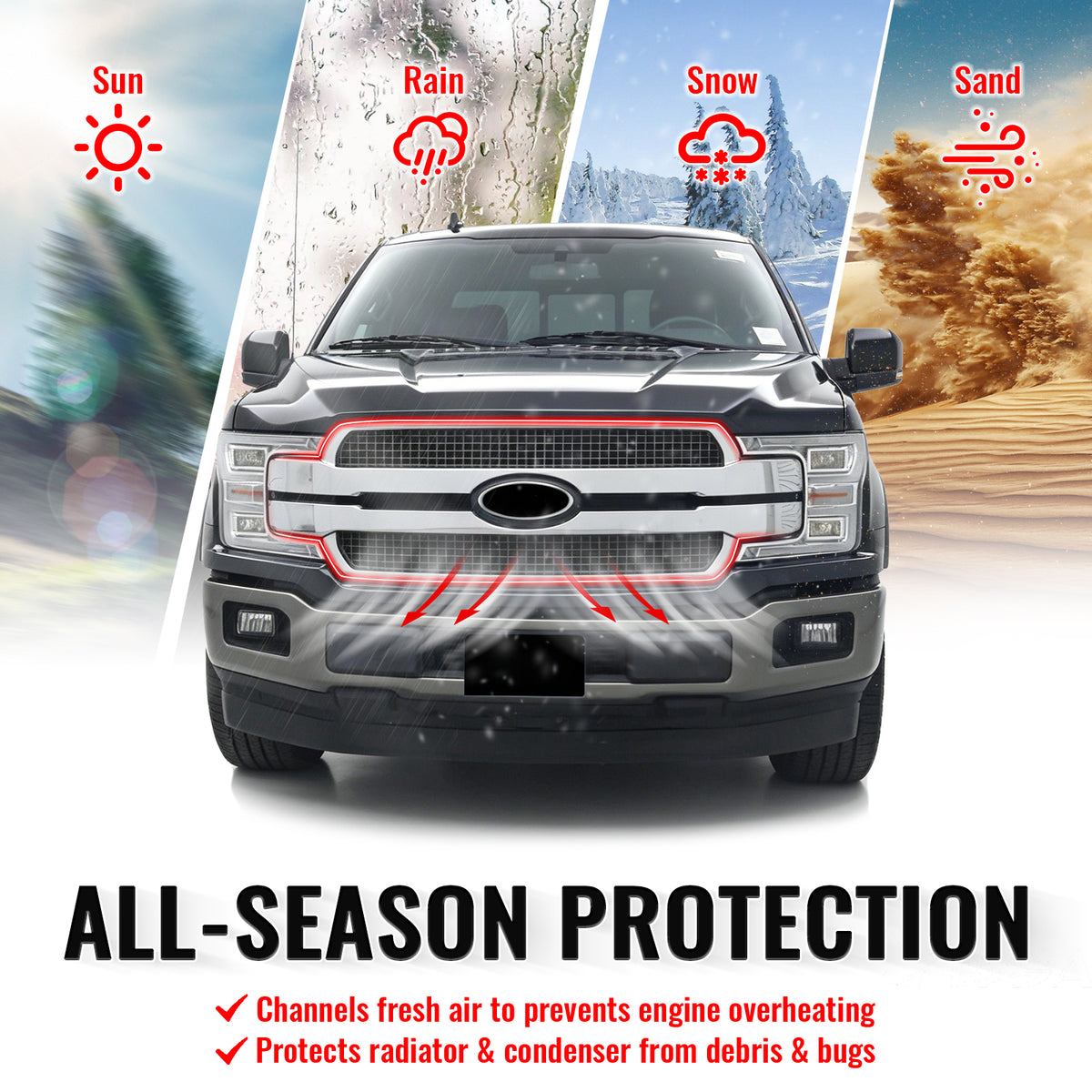 Fits 18-20 Ford F-150 King Ranch Lariat Platinum Front Upper Mesh Grille Chrome