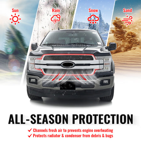 Fits 18-20 Ford F-150 King Ranch Lariat Platinum Front Upper Mesh Grille Chrome