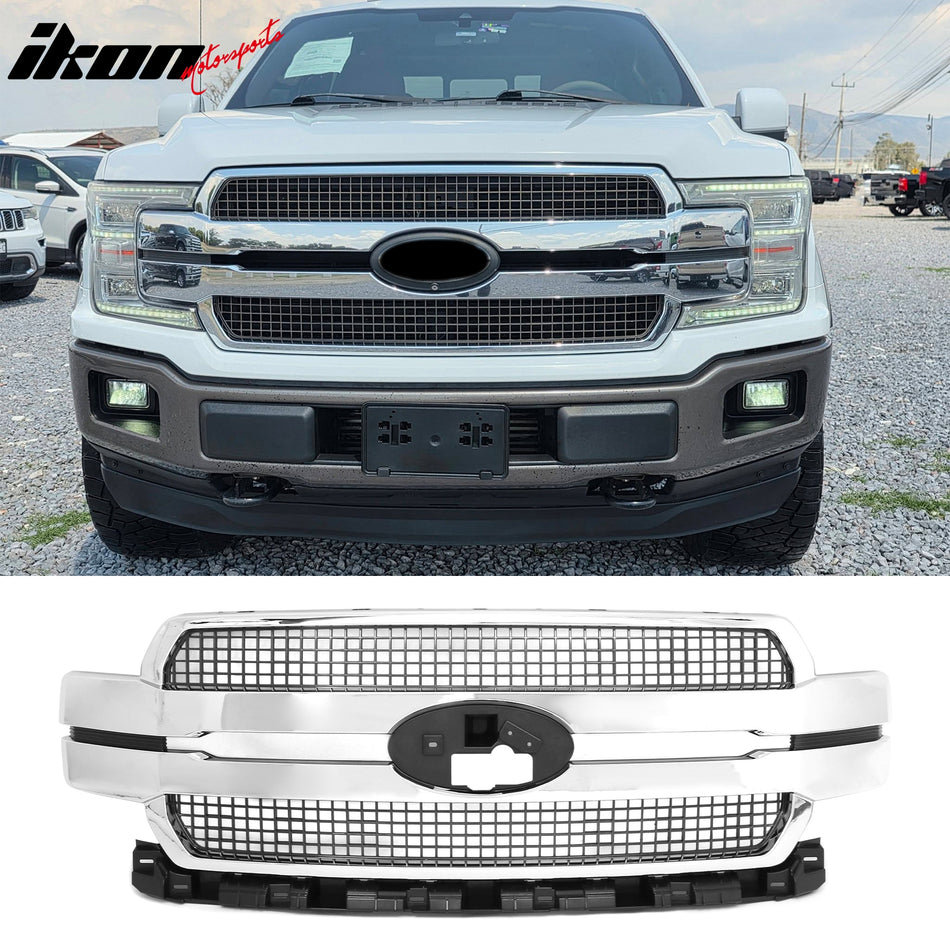2018-2020 Ford F-150 Lariat Platinum King Ranch Style Chrome Grille ABS