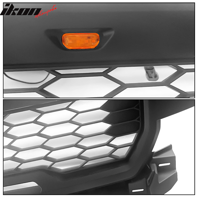 IKON MOTORSPORTS, Front Grille Compatible With 2018-2020 Ford F-150 Front Bumper Grille W/ Yellow LED