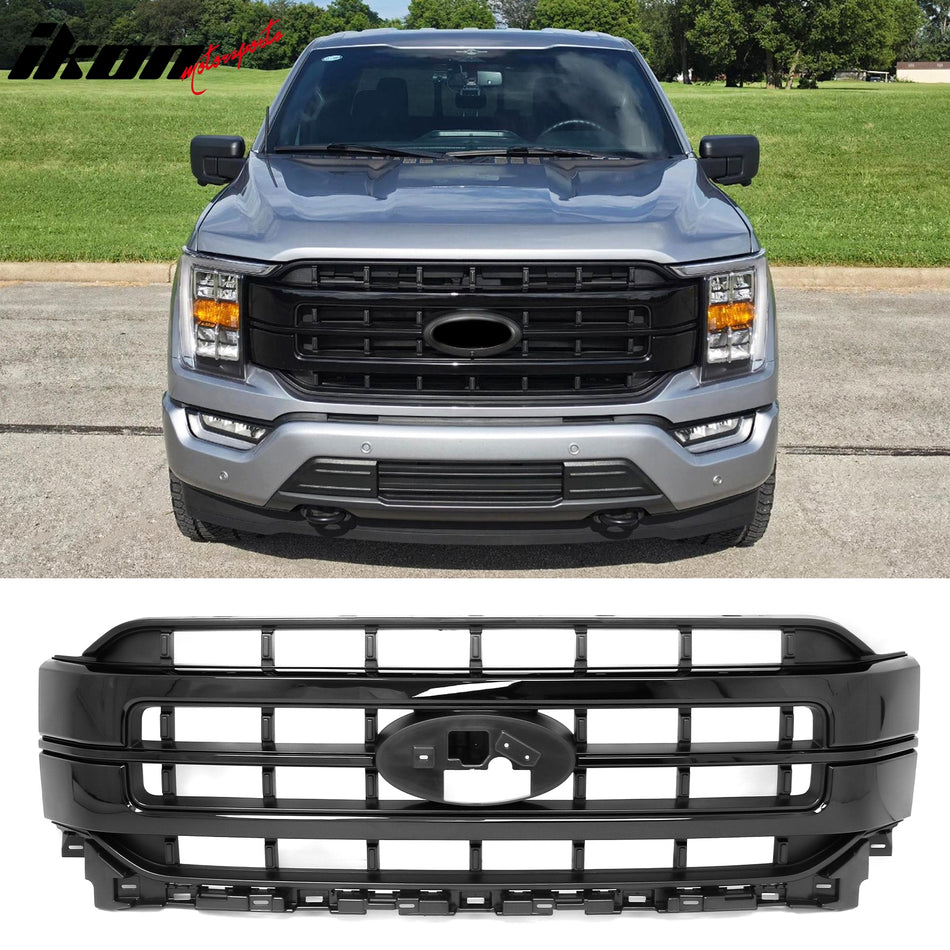 2021-2023 Ford F-150 XL XLT Platinum Lariat Style Gloss Black Grille ABS