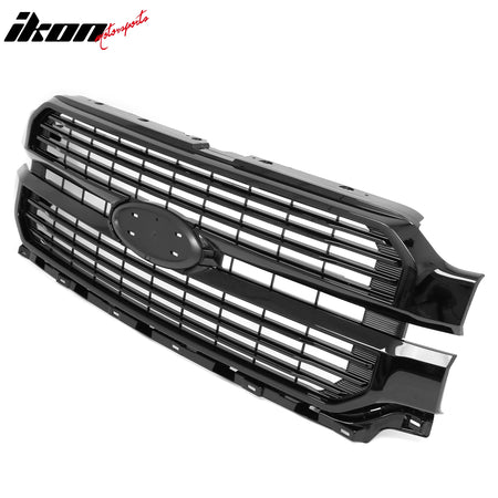 Fits 24-26 Ford F-150 King Ranch Lariat Platinum Front Mesh Grille Gloss Black